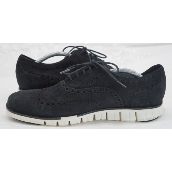Cole Haan Mens ZeroGrand Size 10.5 Shoes Black Suede Oxford Wingtip Preppy main image 8